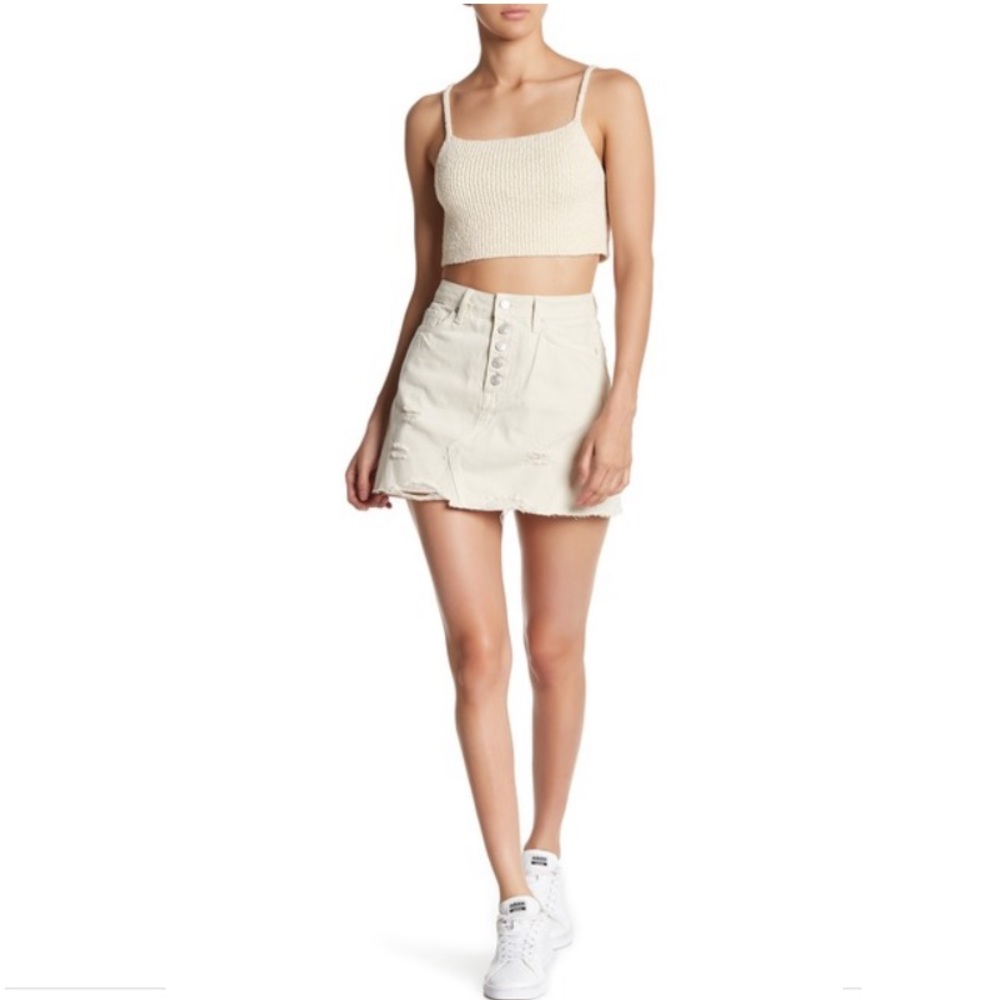 Free People White Denim Skirt